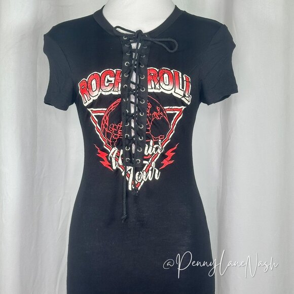 NWT Windsor Rock Babe Lace-Up Graphic Dress Black - Picture 3 of 9